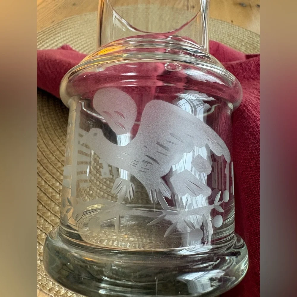 1776 Bicentennial Vintage Clear Glass Creamer Etched & Cut Flag Eagle EUC